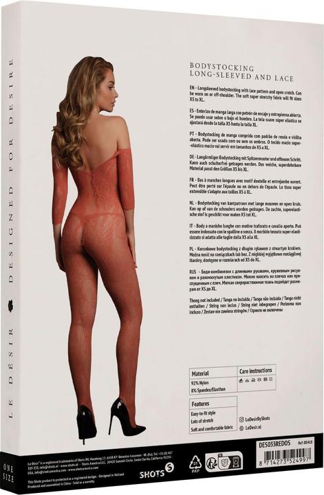 Produktbild Le Désir Lace Long-Sleeved Bodystocking - One Size (One Size)