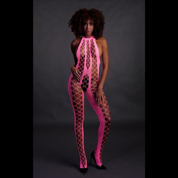 Actual product image Ouch! Bodystocking with Halterneck - Pink - XS/XL (One size)