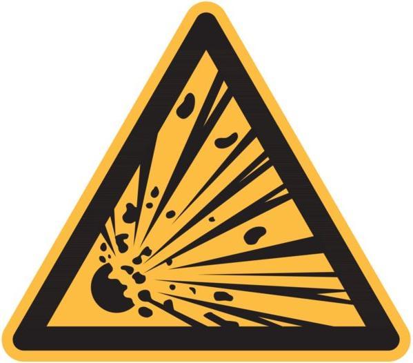 Actual product image Warning sign Warning of potentially explosive substances