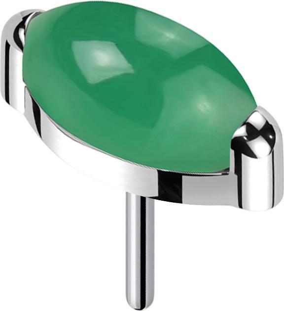 Produktbild Star Piercing Threadless silber Ovaler grüner Onyx Stein (Titan G23, ohne Messing, Mineralisch)