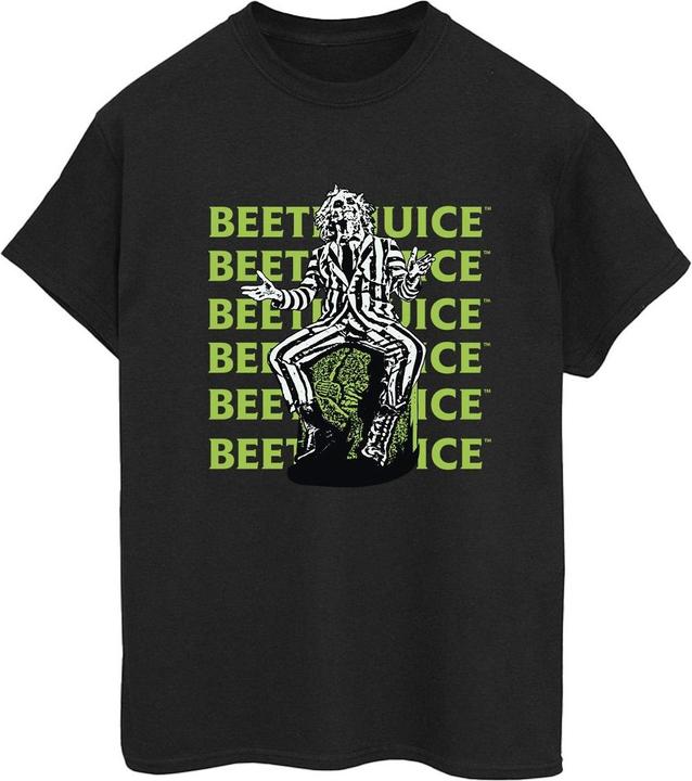 Actual product image Beetlejuice Womens/Ladies Pose Repeat Logo Boyfriend T-Shirt (M)