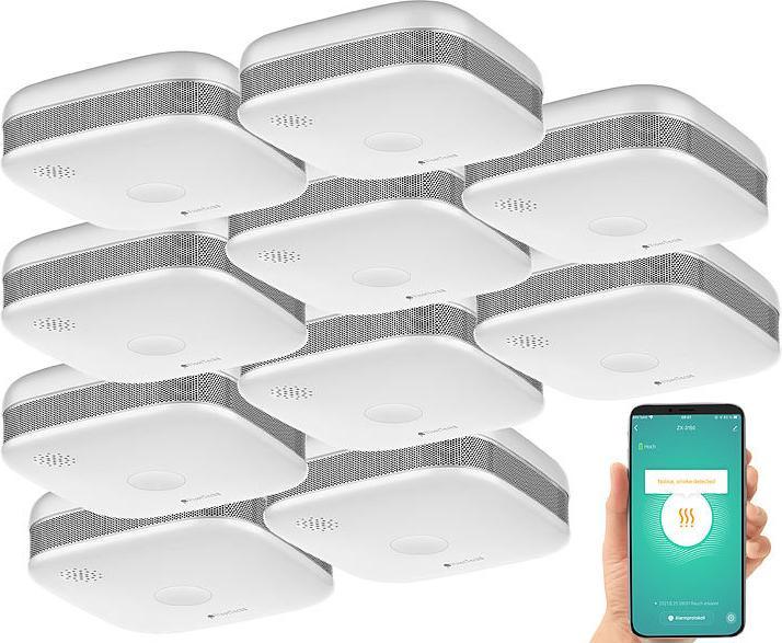 Produktbild VisorTech 10er-Set Kompakter WLAN-Design-Rauchmelder