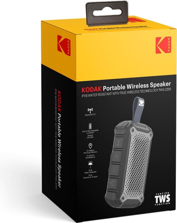 Image du produit Kodak PWS-2259 Haut-parleur de 5 watts avec norme IPX6 (12 h, Fonctionnement sur secteur)