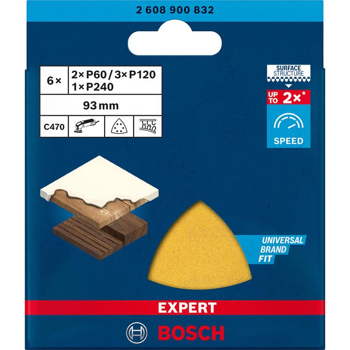 Produktbild Bosch Professional Zubehör EXPERT C470 Schleifpapier-Set für Deltaschleifer, 93 mm, G 60/120/240, 6-tlg. (60, 120, 240)