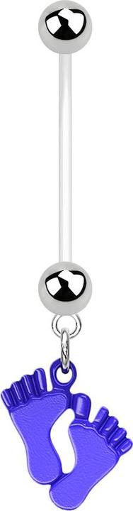 Produktbild Star Piercing Banane Schwangerschaft mit Baby Füssen blau (ohne Messing, Bioflex, Chirurgenstahl 316L)