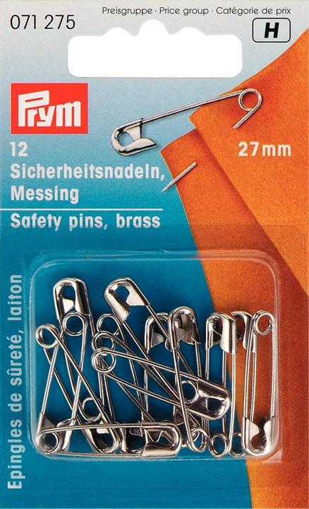 Produktbild Prym Sicherheitsnadeln Messing, goldfarbig Nr. 1, 27 mm, Karte 12 Stk.
