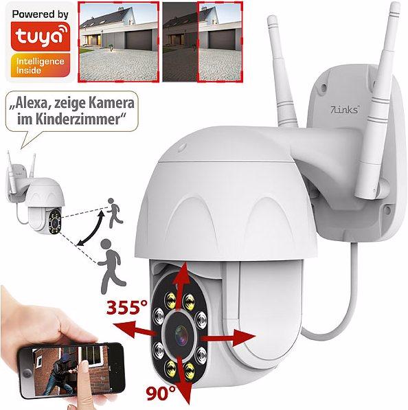 Produktbild 7links Pan-Tilt-Überwachungskamera mit Full-HD, 87-dB-Sirene, Nachtsicht, LAN