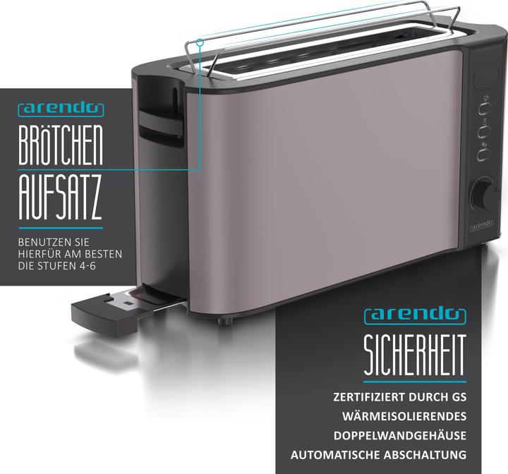 Image du produit Arendo Grille-pain en acier inoxydable 2 tranches à fente longue, écran avec indication du temps restant