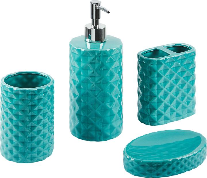 Actual product image Beliani Bathroom set 4-piece ceramic turquoise GUATIRE