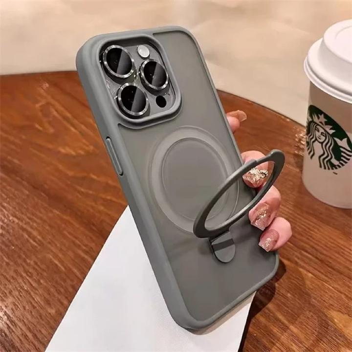 Actual product image RPD Apple iPhone 16 Pro Max - MagSafe Stand Etui mit Kameraschutz, grau, matt (Apple iPhone 16 Pro Max)