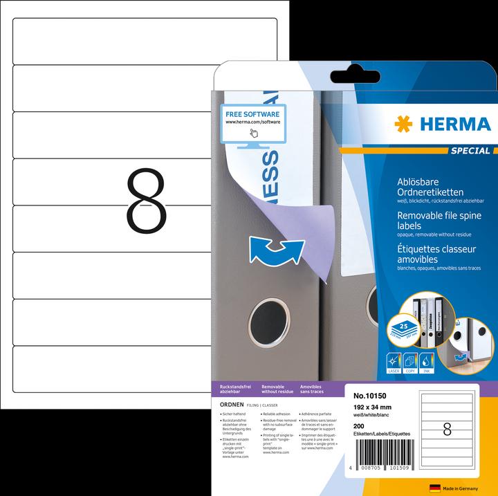 Produktbild HERMA Ablösbare Ordneretiketten A4