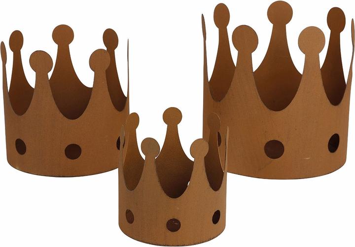 Actual product image Natura Punto 3-piece candle holder, different sizes, crown, rust look (11 x 11 x 11 cm, 15 x 15 x 15 cm, 18 x 18 x 18 cm)