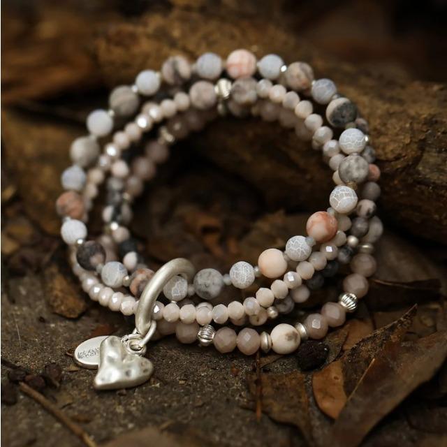 Image du produit Andreani Armband aus echtem Jaspis und Achat mit Herzanhänger breit von