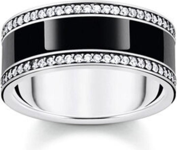 Produktbild Thomas Sabo Bandring mit schwarzer Kaltemaille und weissen Steinen Silber geschwärzt (56, 925 Silber)
