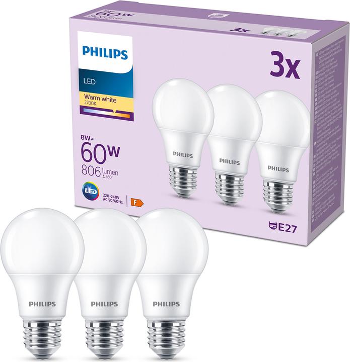 Actual product image Philips Led lamp (E27, 8 W, 806 lm, 3 x, F)