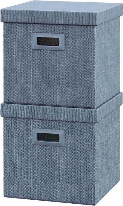 Image du produit Swisshandel24 Aufbewahrungsbox 2er-Set Stapelbare Aufbewahrungswürfel für Wohnzimmer, Blau (30 x 30 x 29 cm, 26 l)