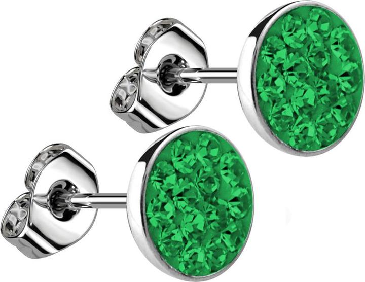 Produktbild Star Piercing Ohrstecker silber Teller Kristall grün (ohne Messing, Chirurgenstahl 316L)
