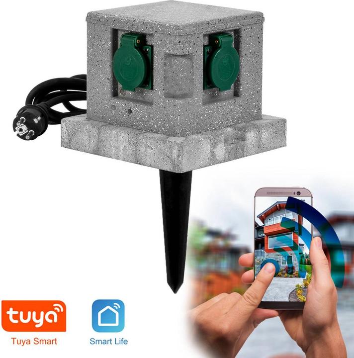Image du produit Grafner Wifi Prise de jardin Prise extérieure Aspect pierre Carré Tuya Smart Life