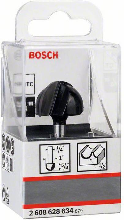 Produktbild Bosch Professional Zubehör Hohlkehlfräser, 1/4-Zoll, R1 12,7 mm, D 25,4 mm, L 15,6 mm, G 49 mm