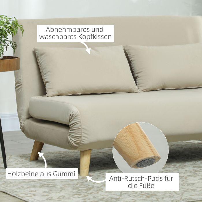 Immagine prodotto Swisshandel24 Schlafsofa Sofa mit Schlaffunktion 130 X 78 cm Couch mit Lendenkissen, Beige