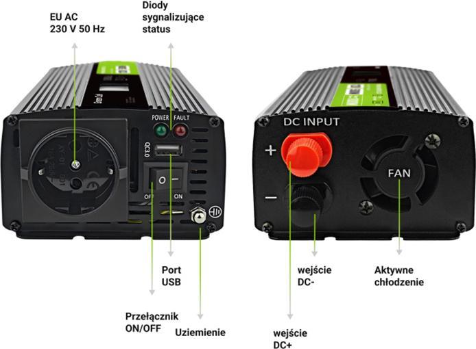 Immagine prodotto GreenCell Przetwornica LCD /1000W Czysty sinus z wywietlaczem