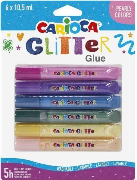 Actual product image Carioca Glitter Pens Glue Pearl 6 pieces, Multicoloured (Multicoloured, 6 x)