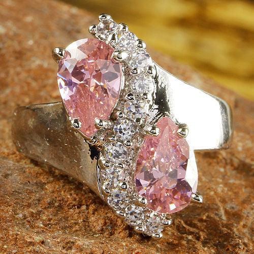 Produktbild Hermex versilberter Ring mit Rosa Saphir / Zirkonia - Gr. 62 / Size 10 (10)
