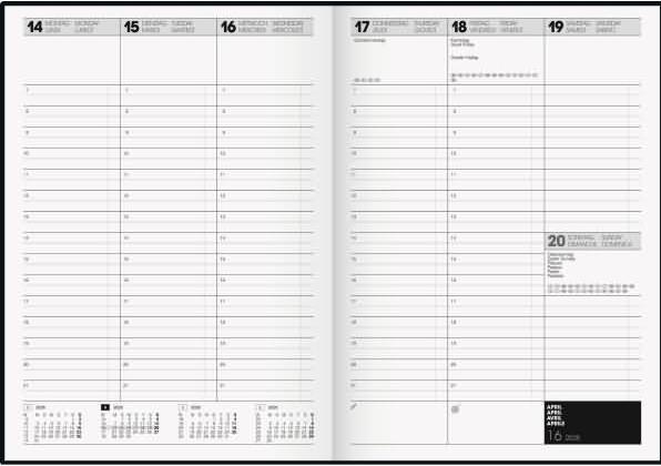 Actual product image Book calendar TimeCentre model 724 (2025) (A4, German, English, Italian, French)