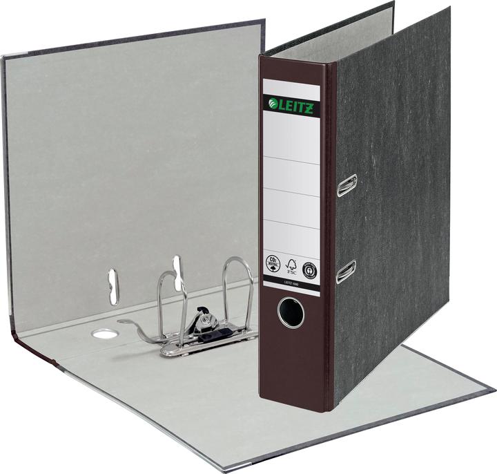 Actual product image Leitz Cloud marble folder, 180 degree, DIN A4, 80 mm, brown colored spine, cardboard cover, outside (A4, 80 mm, 1 Piece)