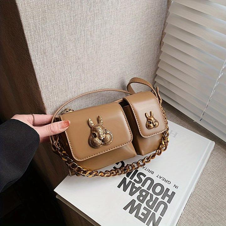 Only-Bags.Store Retro-Dekor-Kreuztasche, trendige Ketten-Minihandtasche, Vintage-Mehrfachtaschen-Umhängetasche