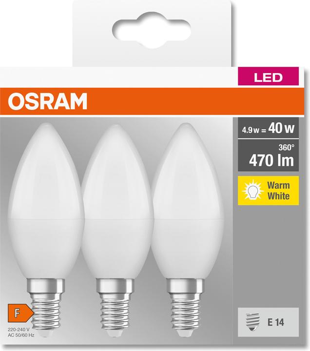 Produktbild Osram Led Base Classic B (E14, 5.70 W, 470 lm, 3 x, F)