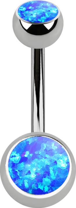 Produktbild Star Piercing Banane silber mit zwei Kugeln Opal blau (ohne Messing, Titan G23)