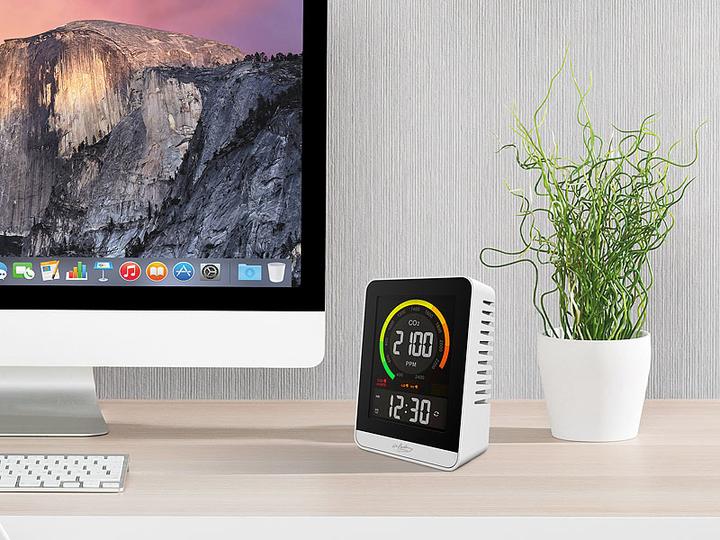 Image du produit Infactory Appareil de mesure numérique du CO2 avec température, humidité, horloge & réveil