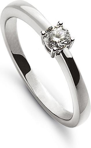 Immagine prodotto Muau Anello solitario a 4 maniglie in oro bianco 750, diamante 0.10ct. (54, 950 Platino)
