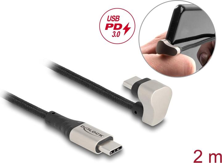 Produktbild Delock USB 2.0 Kabel USB Type-C Stecker zu Stecker 180° gewi (2 m, USB 2.0, 60 W)