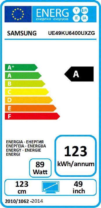 Energie-Label Samsung Ue49ku6400 (49", LCD, 4K, 2016)