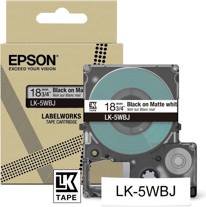 Produktbild Epson Matte White/Black 18mm LK-5WBJ (1.80 cm, Weiss)