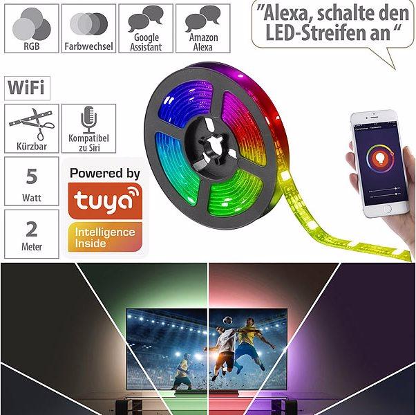 Produktbild Luminea 2er-Set WLAN-RGB-LED-Lichtstreifen (RGB, 200 cm, Indoor)
