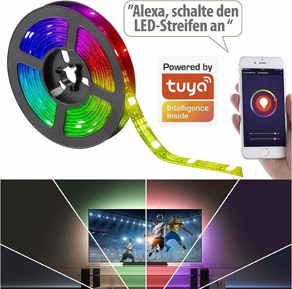 Produktbild Luminea 2er-Set WLAN-RGB-LED-Lichtstreifen (RGB, 200 cm, Indoor)