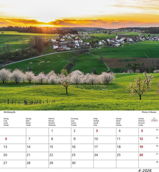 Actual product image Schweiz 21x24 2026 (21 x 24 cm, Hardcover, French, German, Italian)