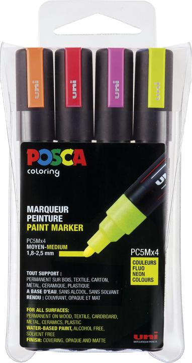 Actual product image Posca PC-5M (Neon assorted, 2.50 mm, 4 x)