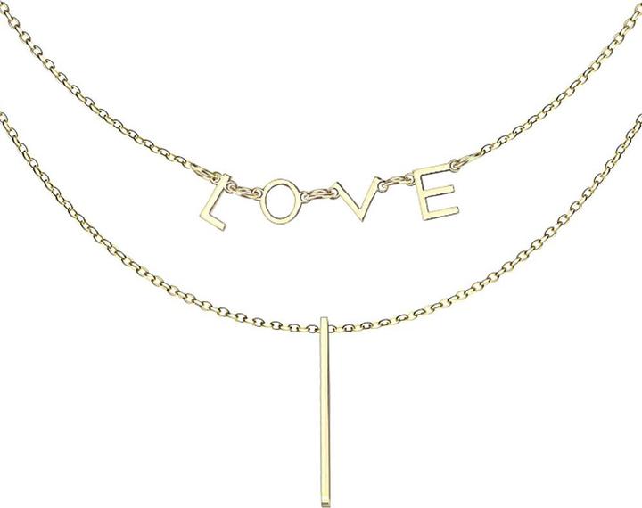 Immagine prodotto Star Piercing Catena ciondolo placcata oro LOVE e barretta (senza ottone, Acciaio chirurgico 316L)