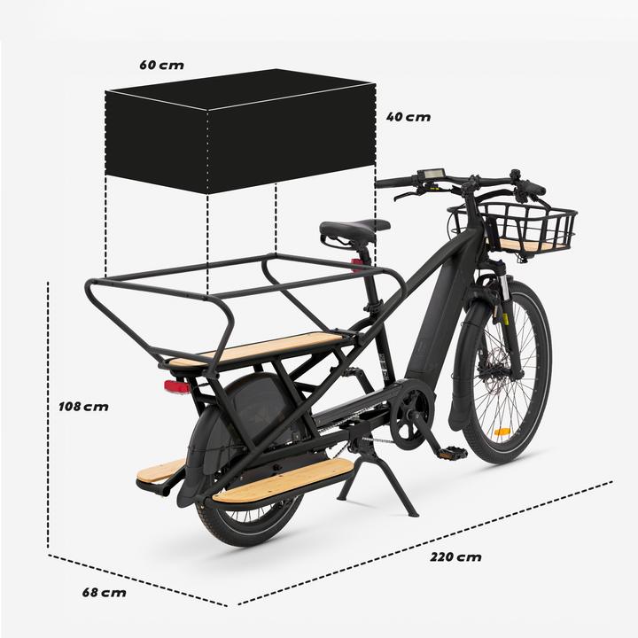 Actual product image Btwin E-cargo bike Cargobike R500E Longtail V2 black