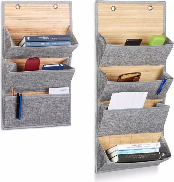 Image du produit Relaxdays Organiseur suspendu en bambou avec motif de jute (34 x 12 x 75 cm, 10.94 l)