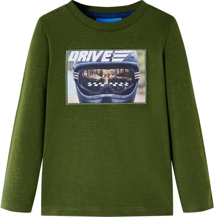 VidaXL Kinder-Langarmshirt Dunkles Khaki 128,Material: 100 (128)