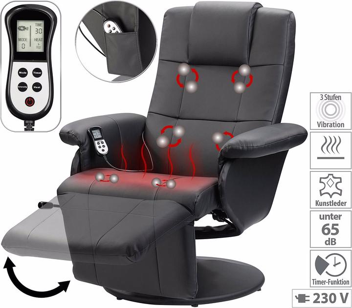 Produktbild Newgen medicals Vibrations-Massagesessel mit Heizfunktion, Fussteil und Kopfstütze