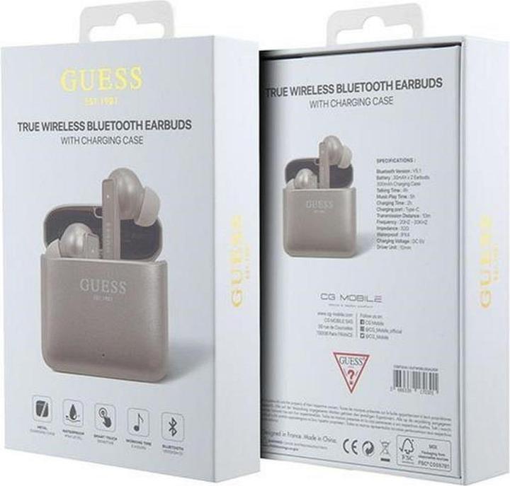 Actual product image Guess słuchawki Bluetooth GUTWSSU20ALEGP TWS + stacja dokująca różowo złoty/rose gold Printed Logo (5 h, Wireless)