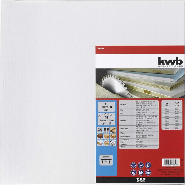 Image du produit kwb 589359 Lame de scie circulaire 250 x 30 mm 1 pce