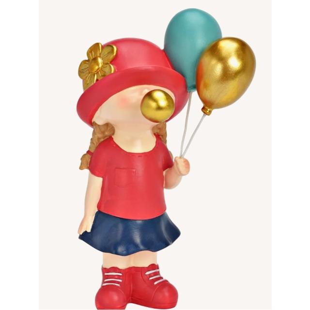 Image du produit CreaDiva Figur Mädchen mit Kaugummiblase und Luftballons Bunt