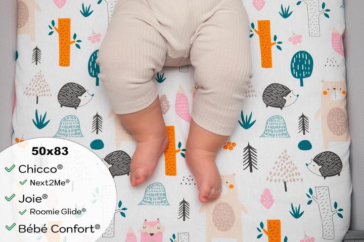Image du produit ‎Lovely Hippo 3-teiliges Baby-Spannbettlaken-Set (50 x 83 cm)